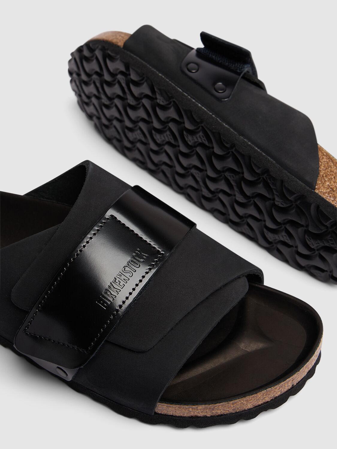 Shop Birkenstock Kyoto Nubuck Shine Sandals In Black