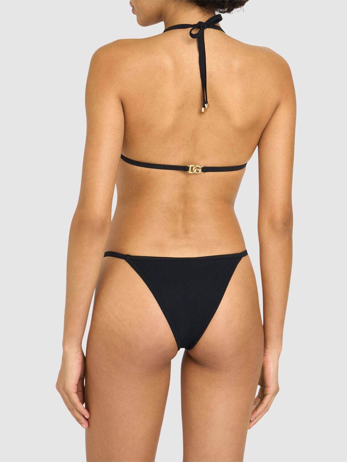 Shop Dolce & Gabbana Triangle Jersey Bikini Set In Black