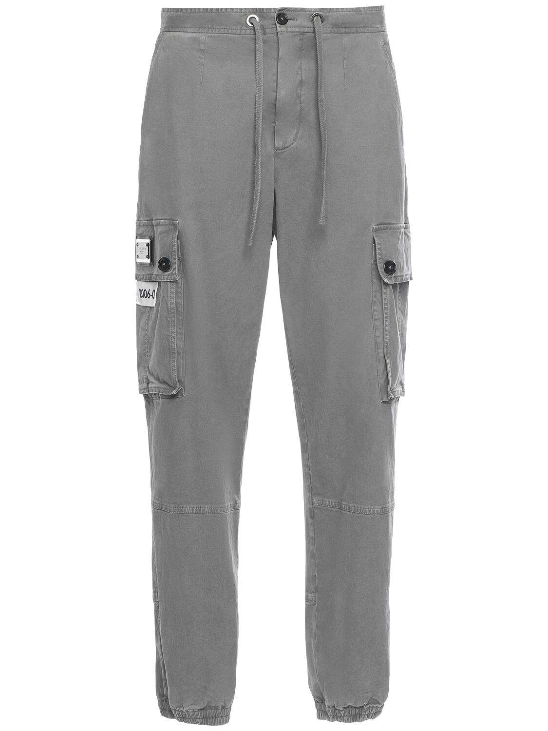 Dolce & Gabbana Garment Dyed Cargo Trousers In Light Grey