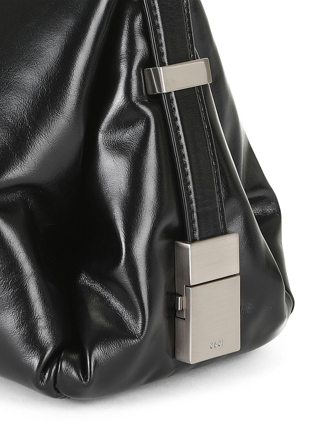 Shop Osoi Pillow Bow Leather Shoulder Bag In Black