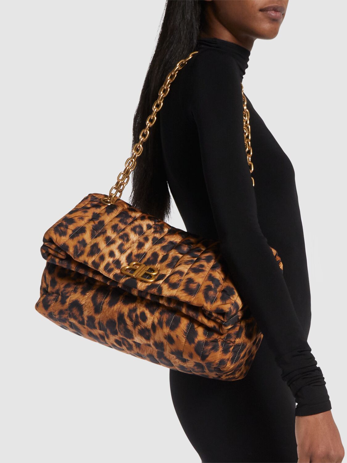 Shop Balenciaga Medium Monaco Leopard Print Chain Bag