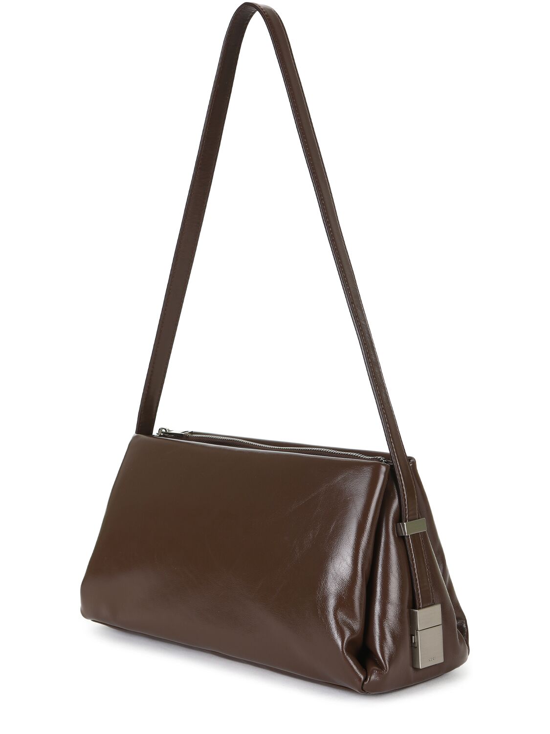 Shop Osoi Pillow Bow Leather Shoulder Bag In Choco Brown