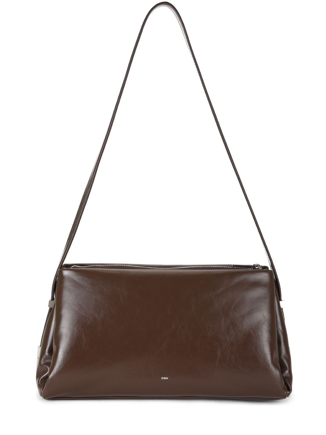 Shop Osoi Pillow Bow Leather Shoulder Bag In Choco Brown