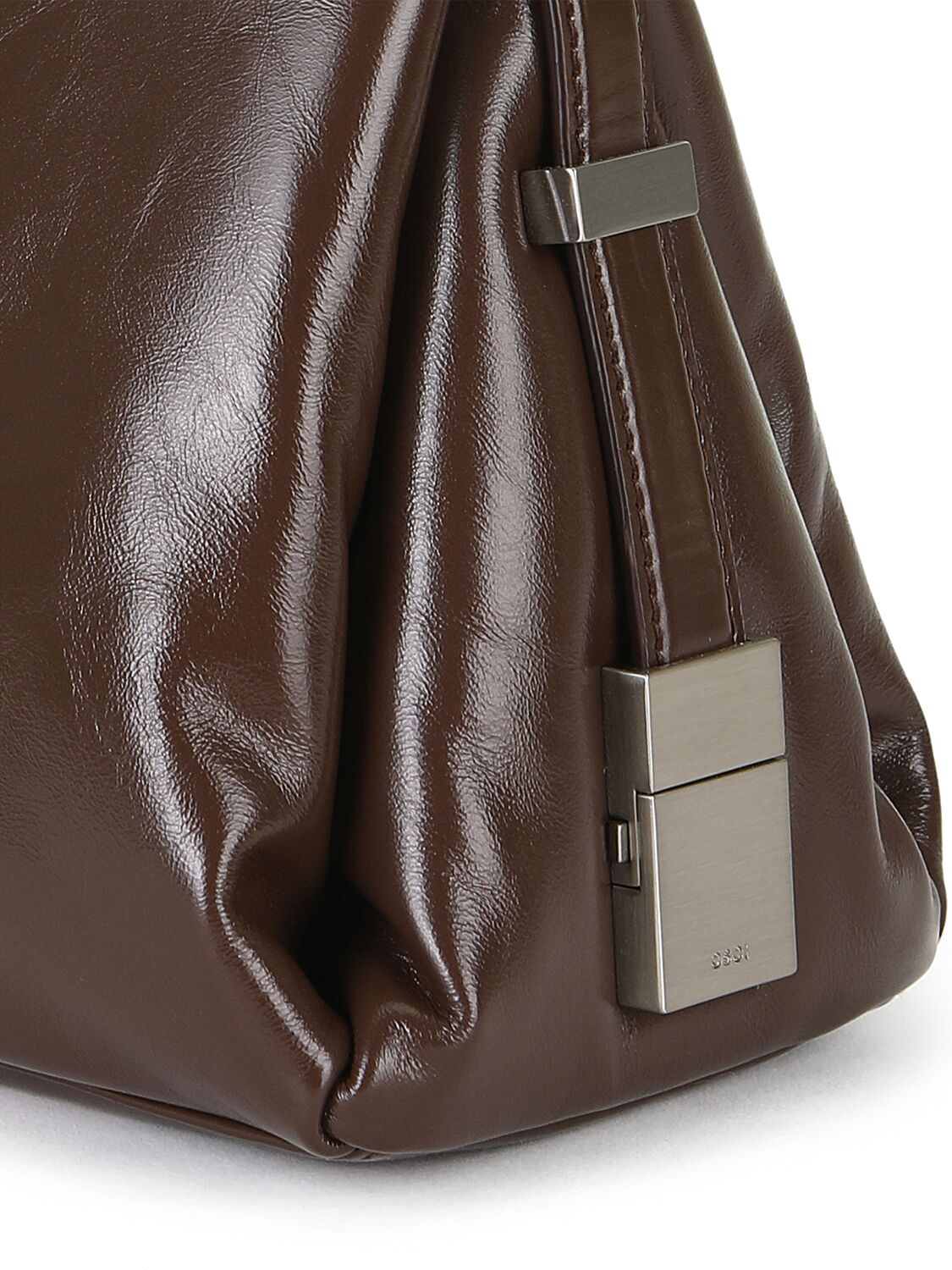 Shop Osoi Pillow Bow Leather Shoulder Bag In Choco Brown