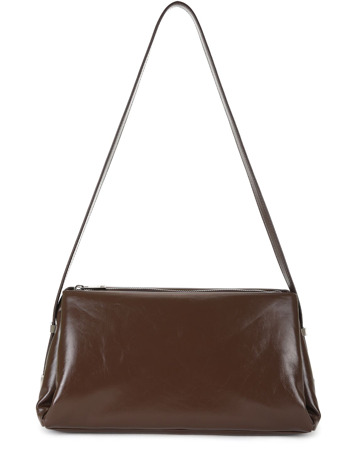 Shop Osoi Pillow Bow Leather Shoulder Bag In Choco Brown