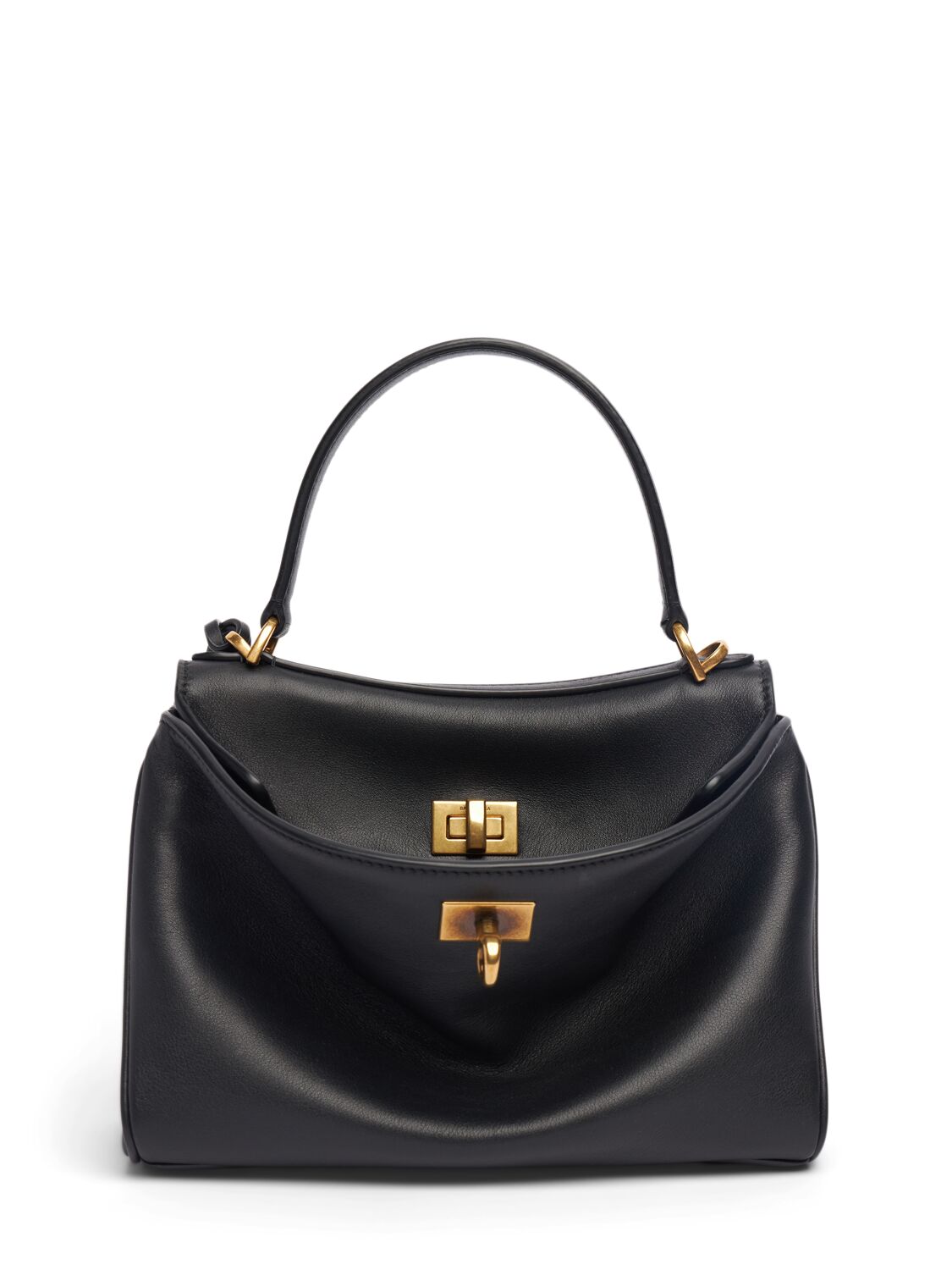 Balenciaga Mini Rodeo Leather Top Handle Bag In Black