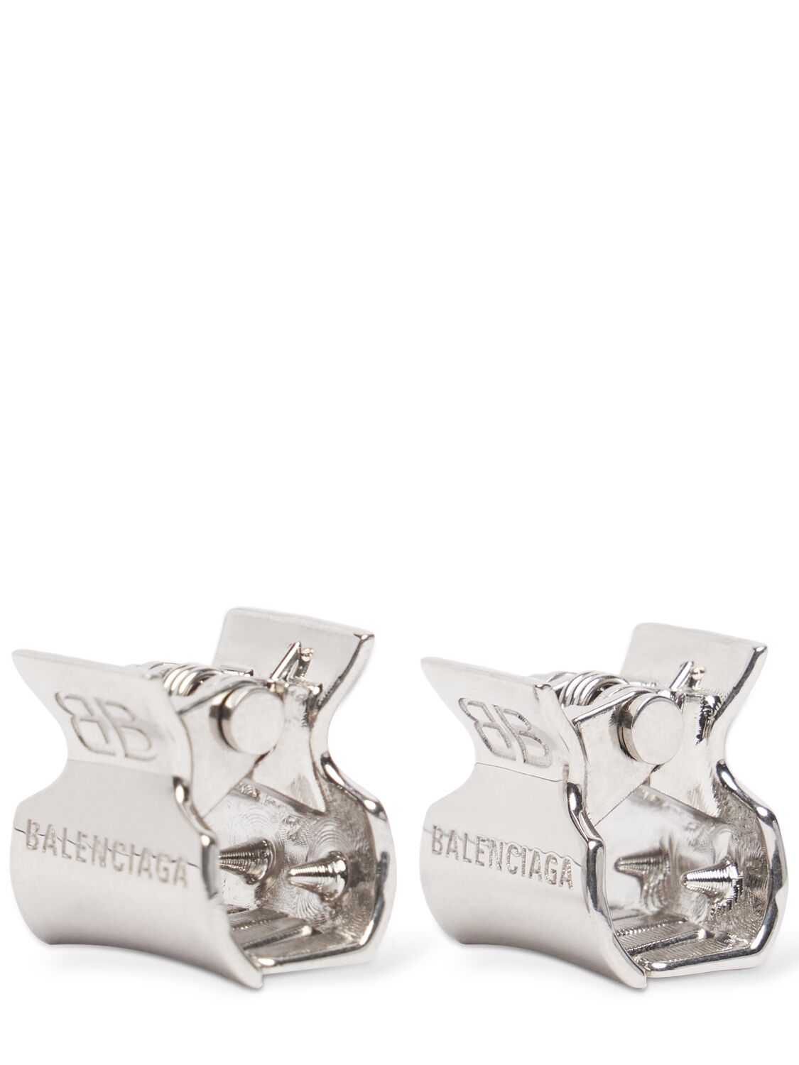 Shop Balenciaga Xs Holli Set Of 2 Metal Hair Clips In Silver