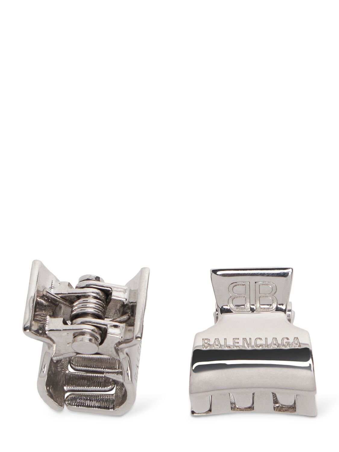 Shop Balenciaga Xs Holli Set Of 2 Metal Hair Clips In Silver