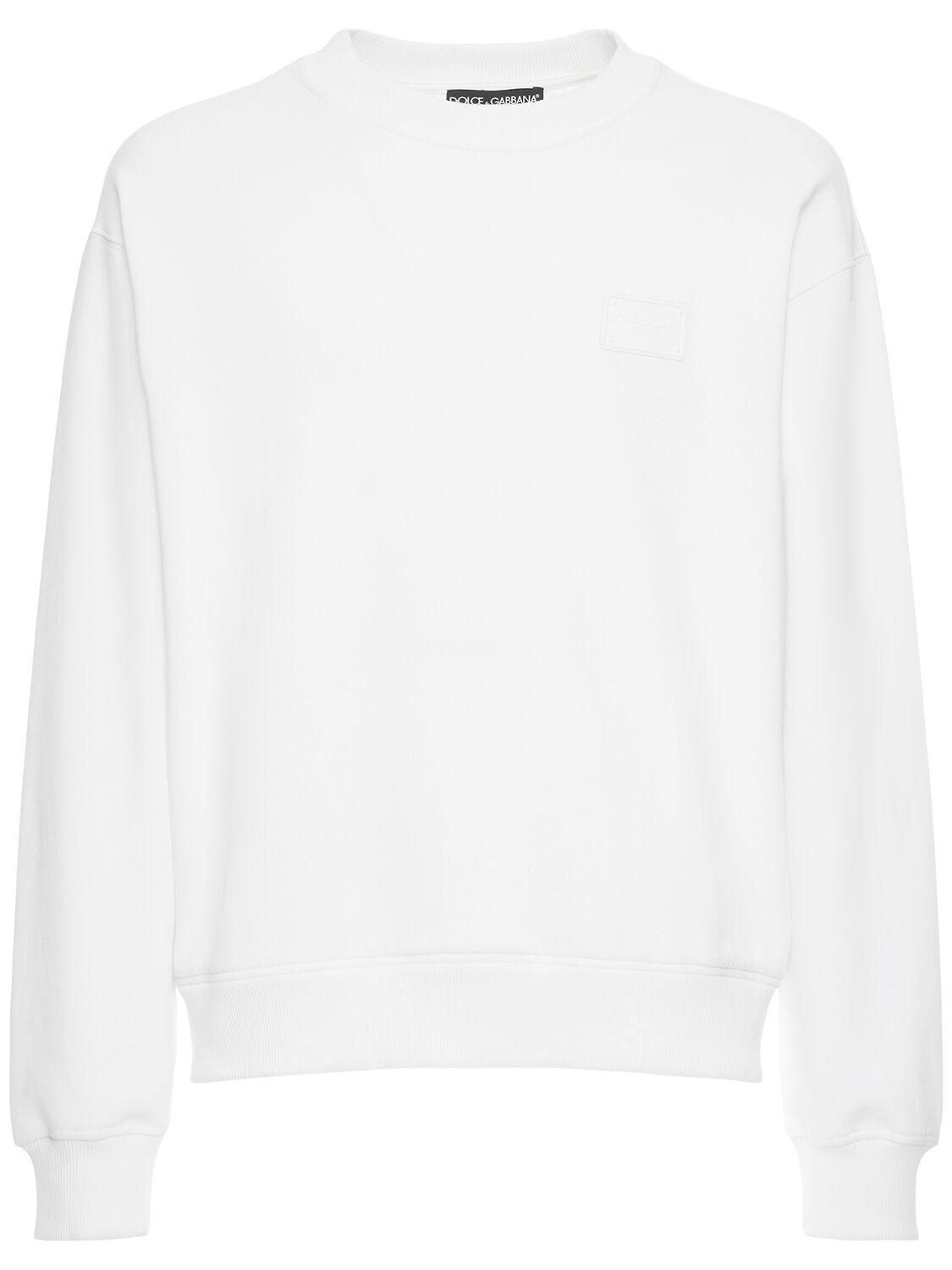 Dolce & Gabbana 棉质平纹针织圆领卫衣 In Optic White
