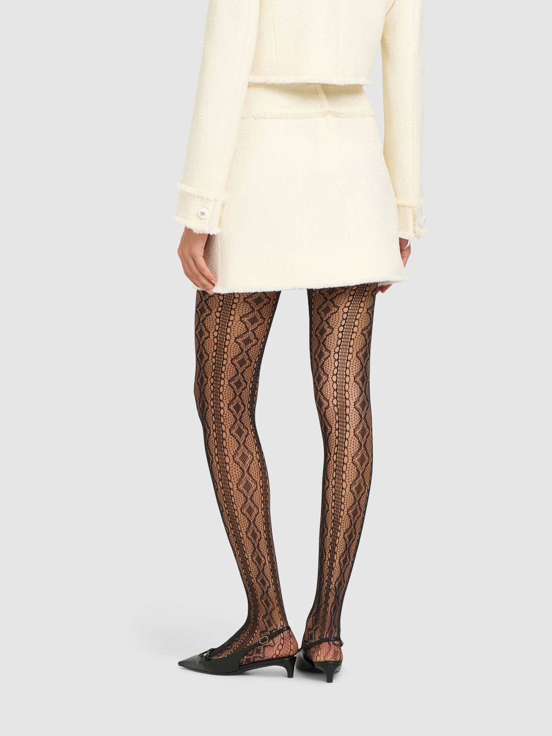 Shop Dolce & Gabbana A-line Tweed Mini Skirt In Ivory