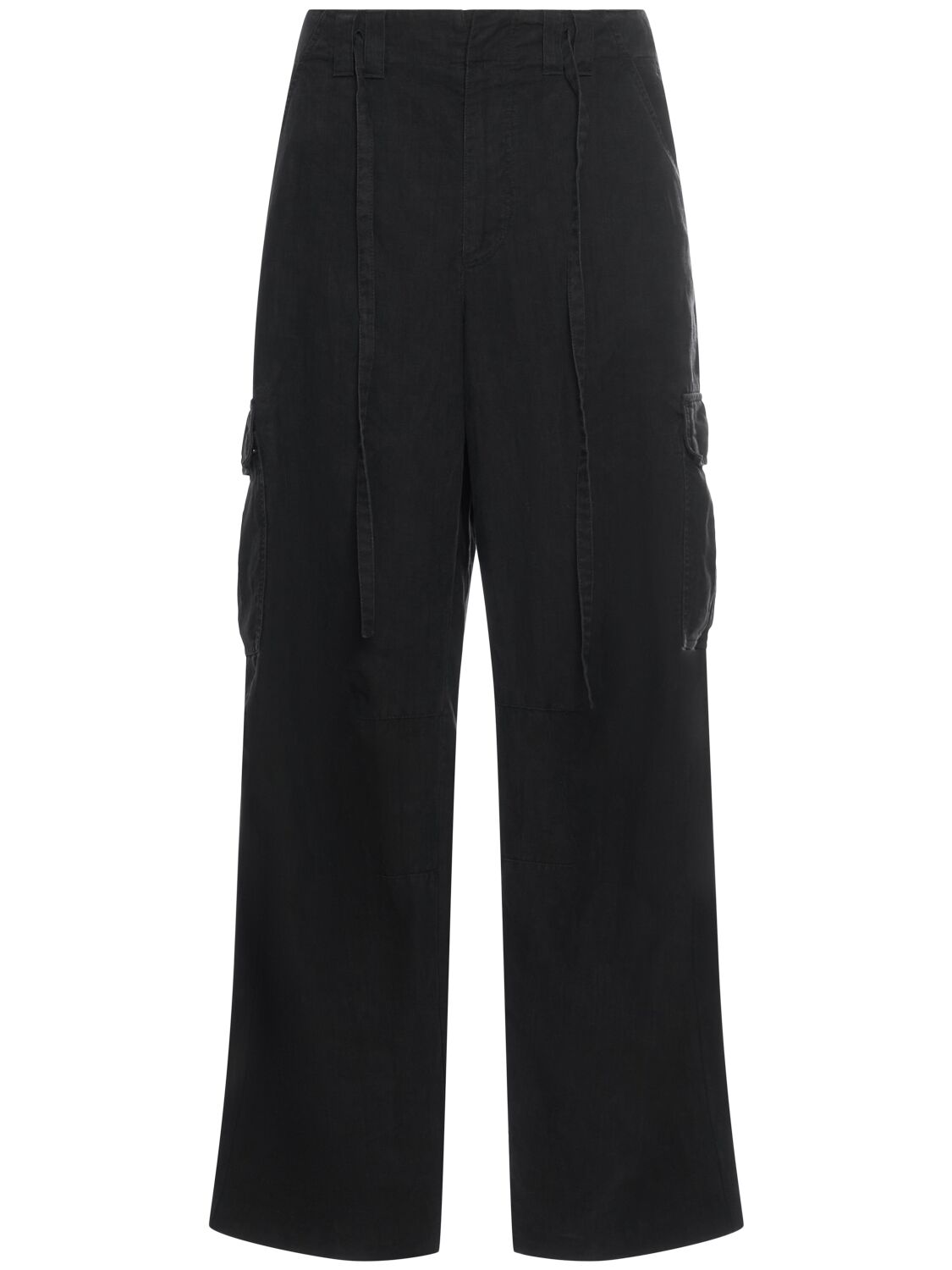 Dolce & Gabbana Wide Leg Linen Cargo Pants In Black