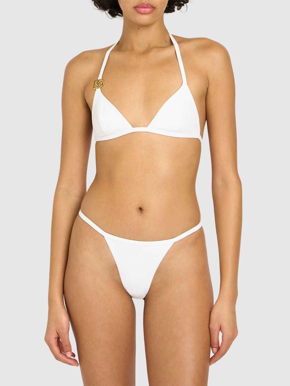Dolce & Gabbana Logo-plaque Triangle-cup Bikini In White