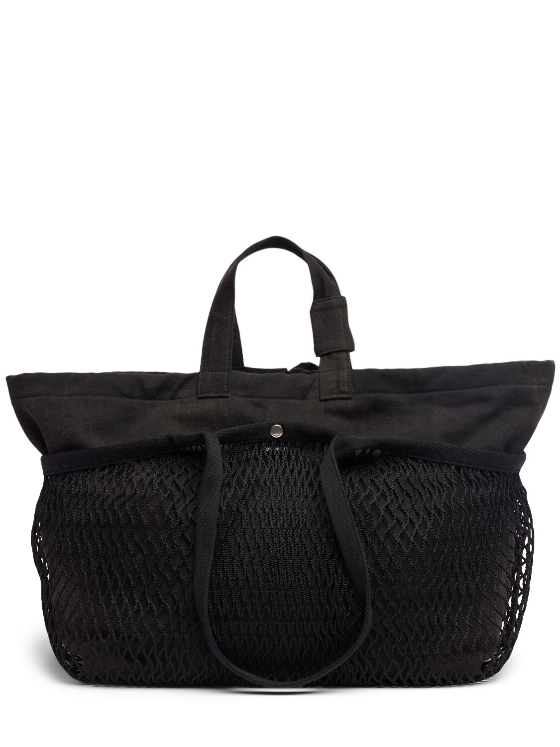 Shop Balenciaga Medium 24/7 Canvas & Fishnet Tote Bags In Washed Black