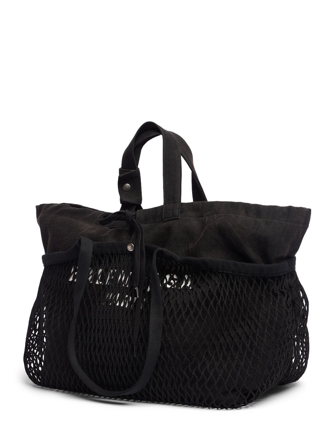 Shop Balenciaga Medium 24/7 Canvas & Fishnet Tote Bags In Washed Black