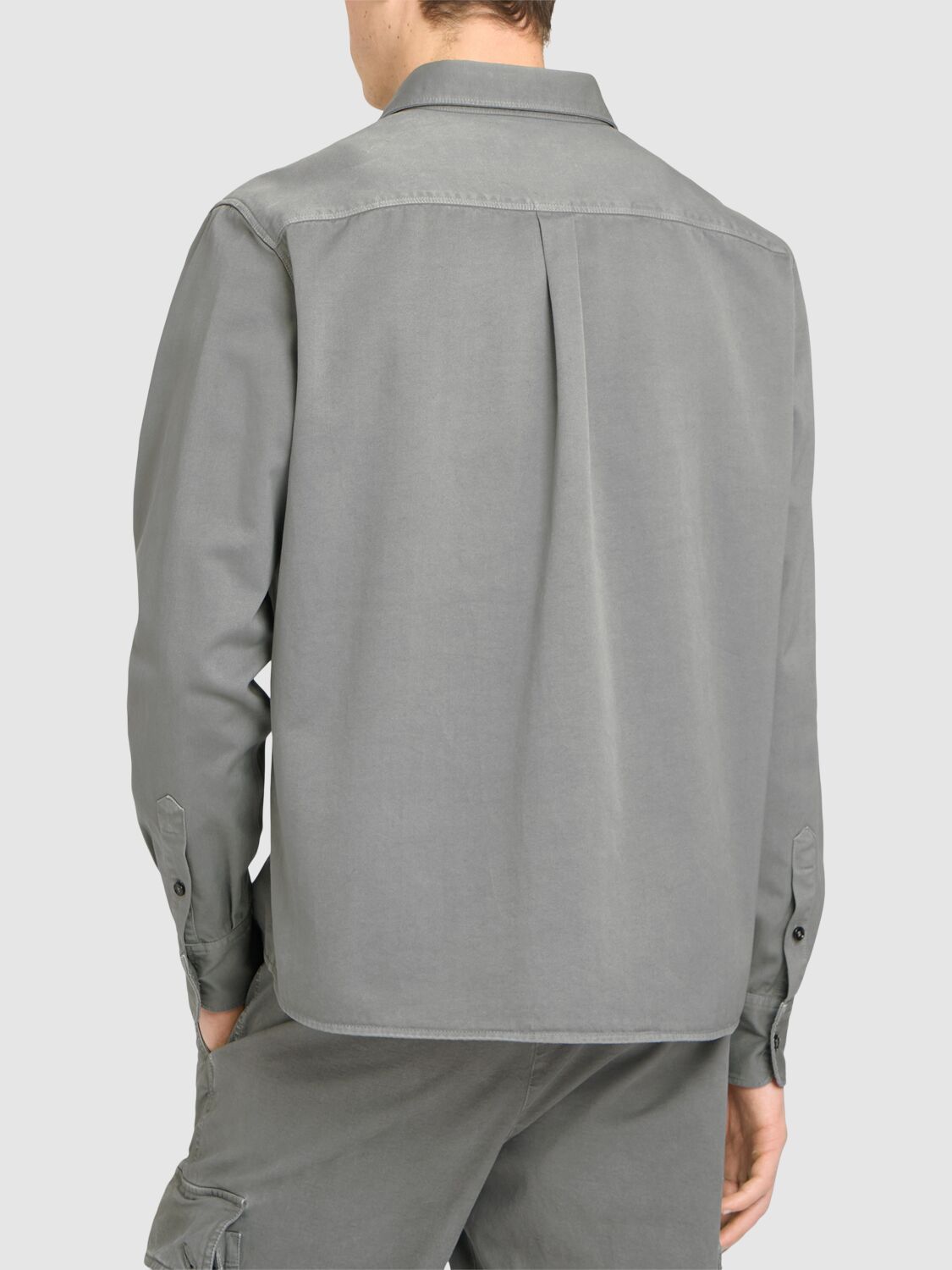 Shop Dolce & Gabbana Garment Dyed Long Sleeve Shirt In Dark Grey