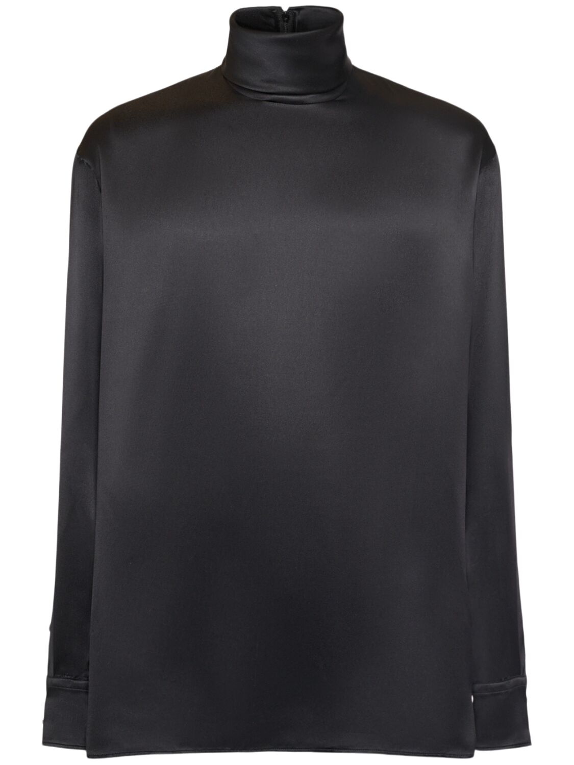 Image of Silk Satin Turtleneck Shirt