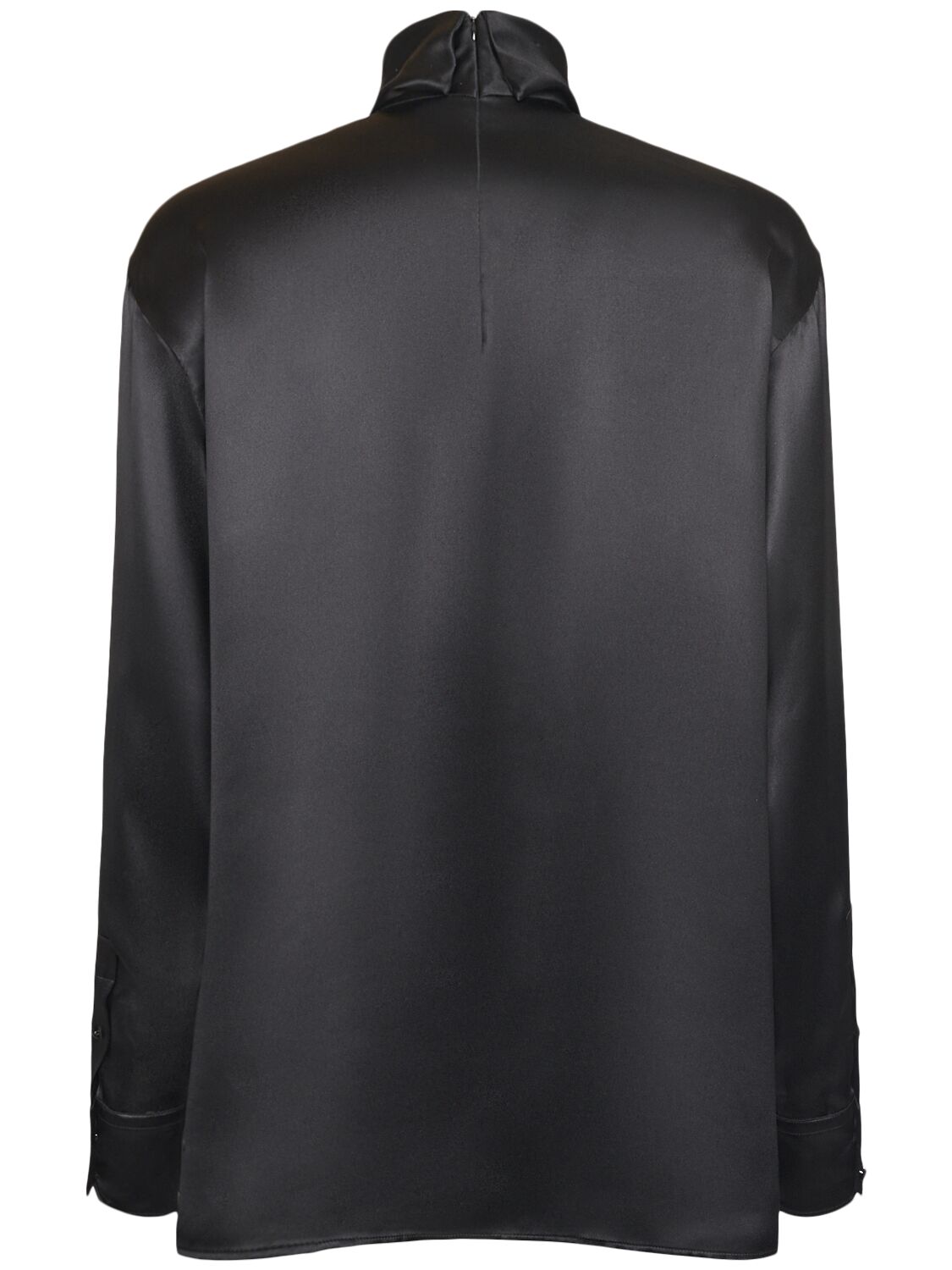 Shop Dolce & Gabbana Silk Satin Turtleneck Shirt In Black