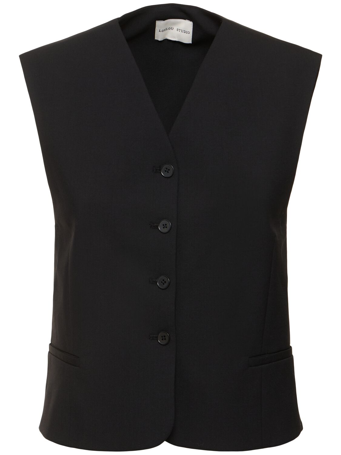 Loulou Studio Teora Wool Blend Knit Vest In Black