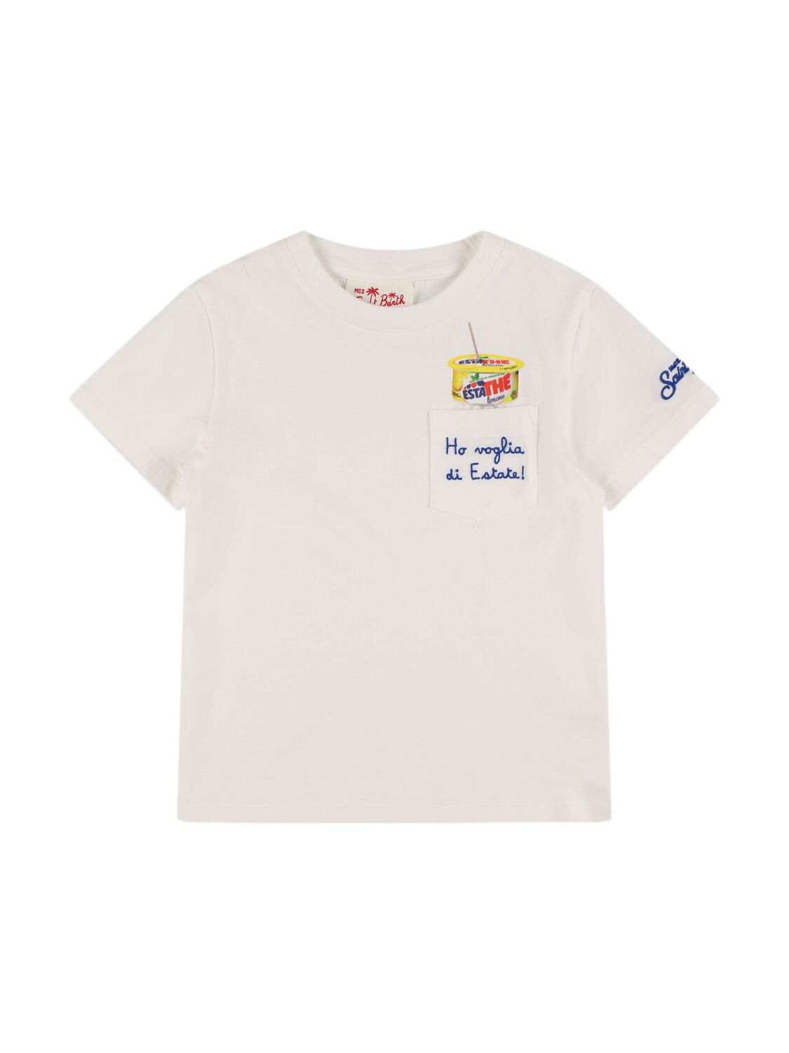 Mc2 Saint Barth Estathé Print Cotton Jersey T-shirt In White