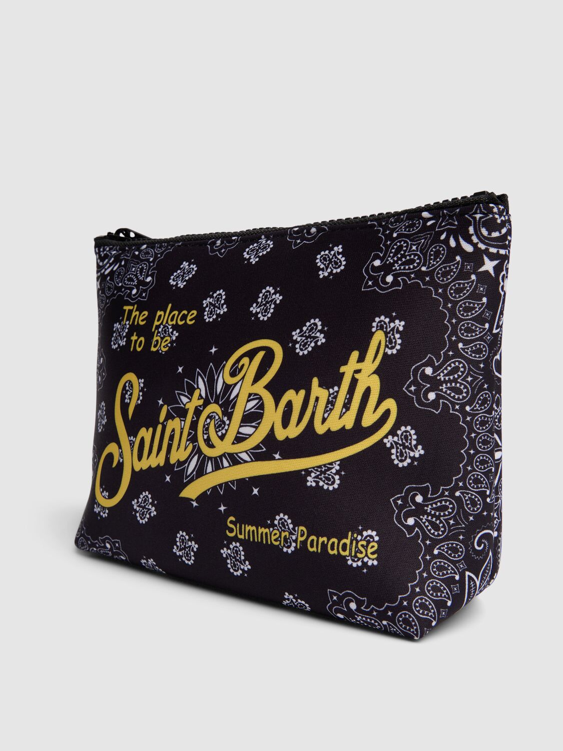 Shop Mc2 Saint Barth Bandana Print Pouch W/ Logo In Black