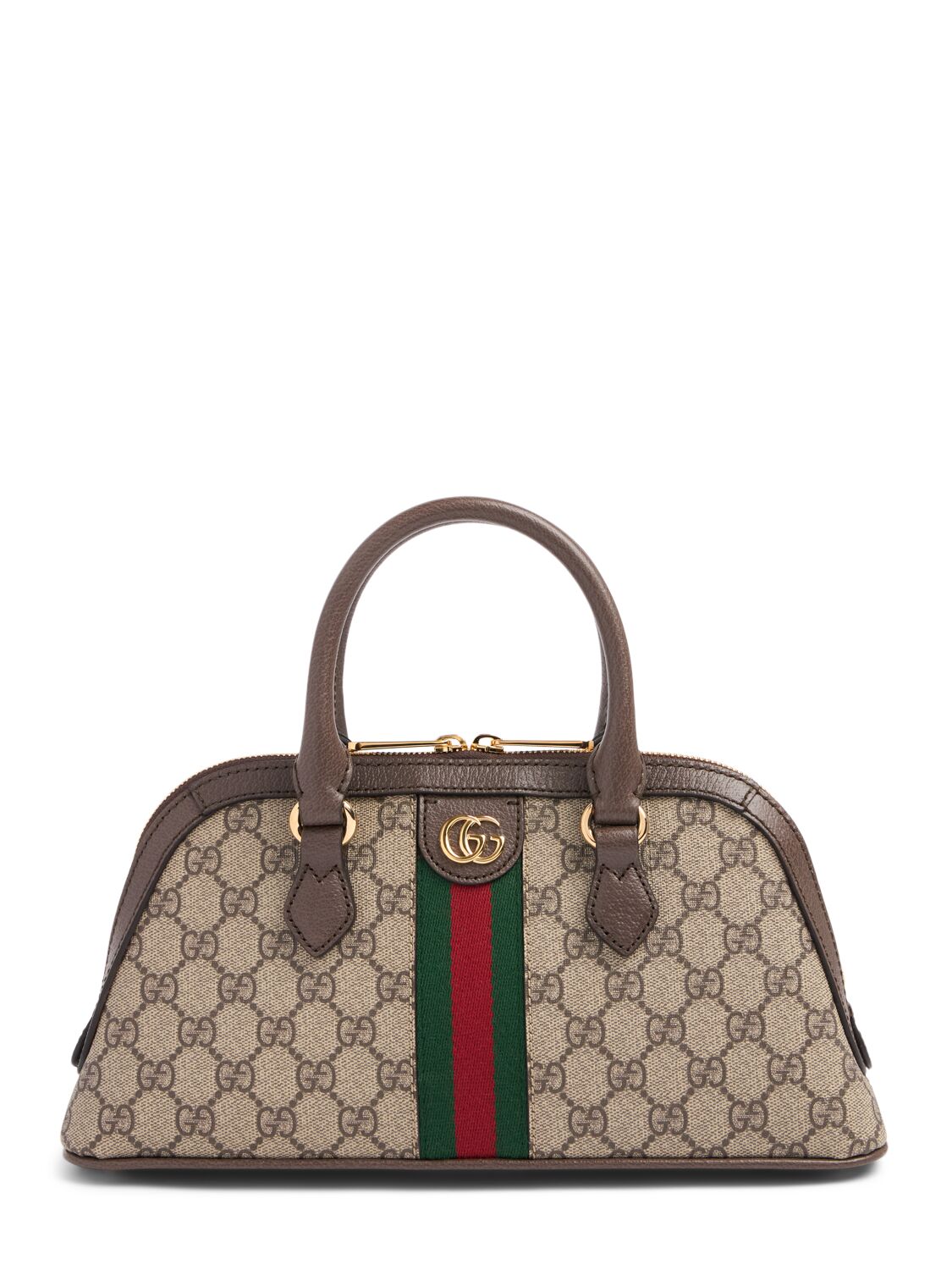 Gucci Small Ophidia Canvas Top Handle Bag In Beige,ebony
