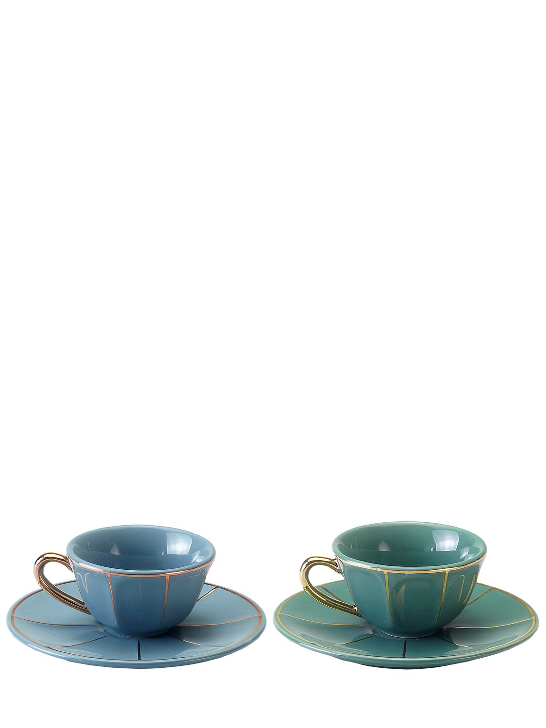 Bitossi Home Set Of 4 Coffee Cups & Saucers In Green/blue