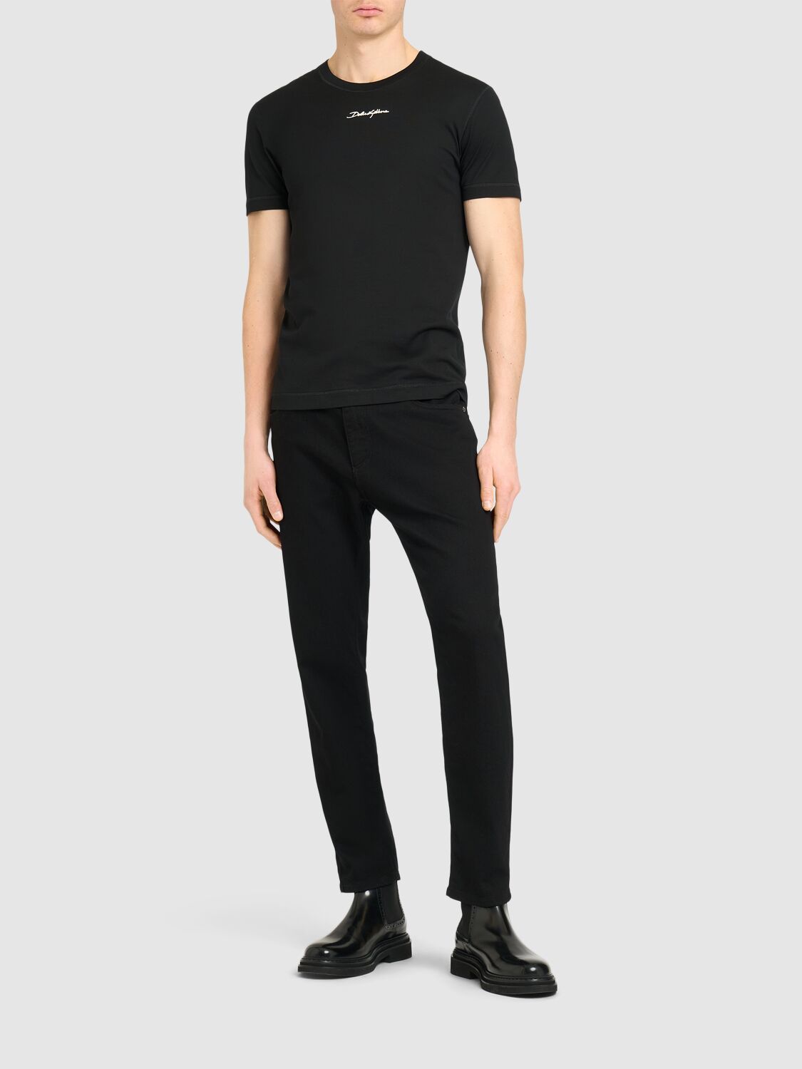 Shop Dolce & Gabbana Cotton Jersey Crewneck T-shirt In Black