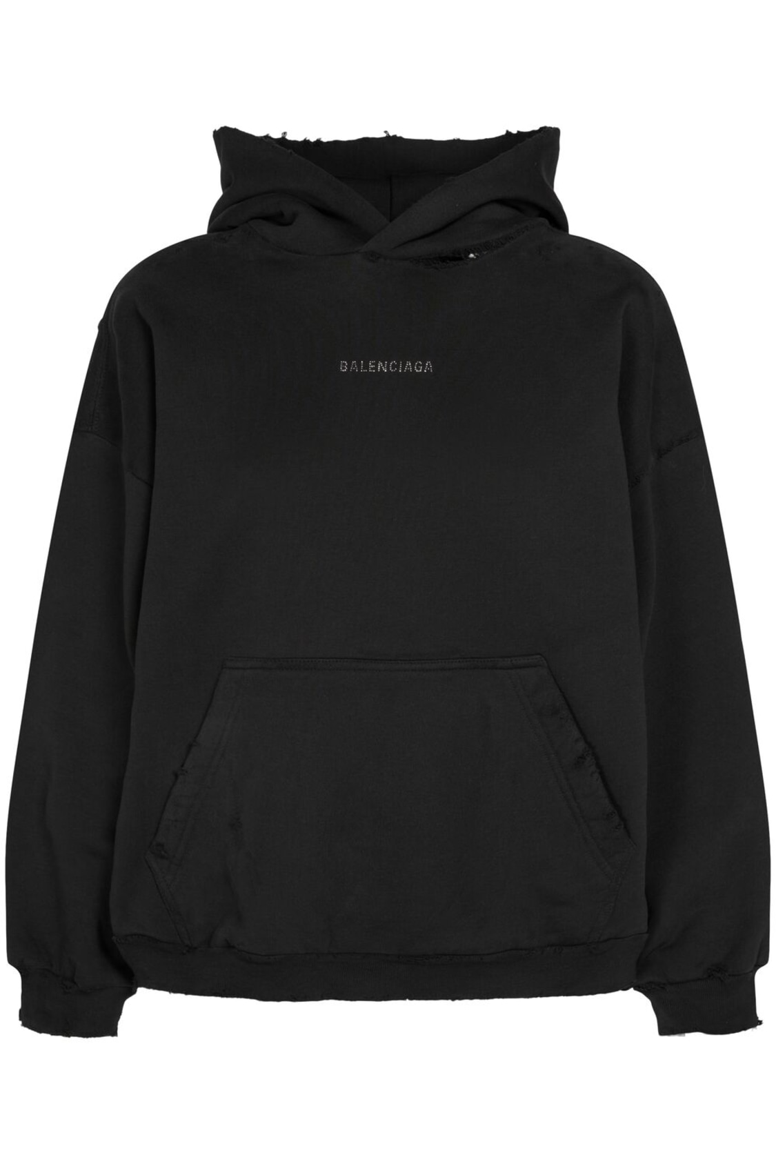 Balenciaga Medium Fit Destroyed Sweatshirt Hoodie In Washed Black
