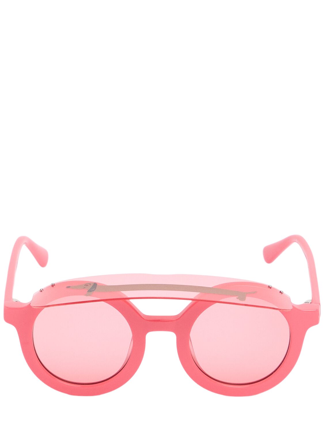 Mini Rodini Kids' Visor Recycled Round Sunglasses In Pink