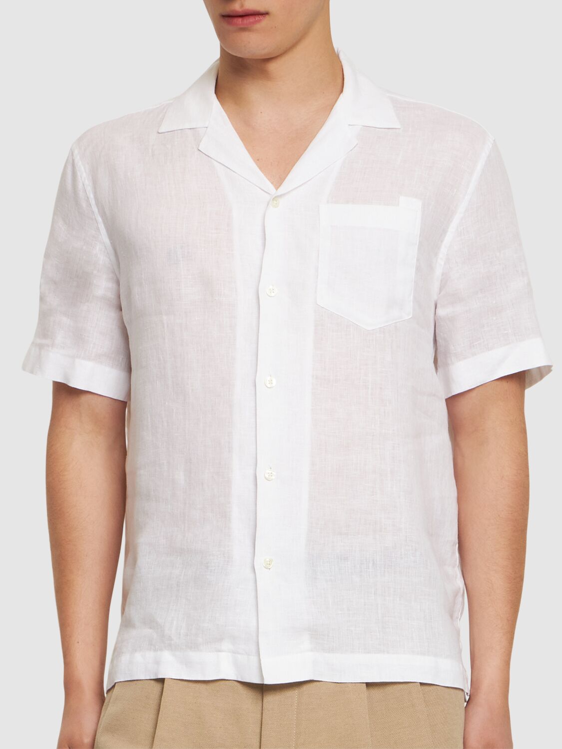 Shop Frescobol Carioca Angelo Linen Bowling Shirt In White