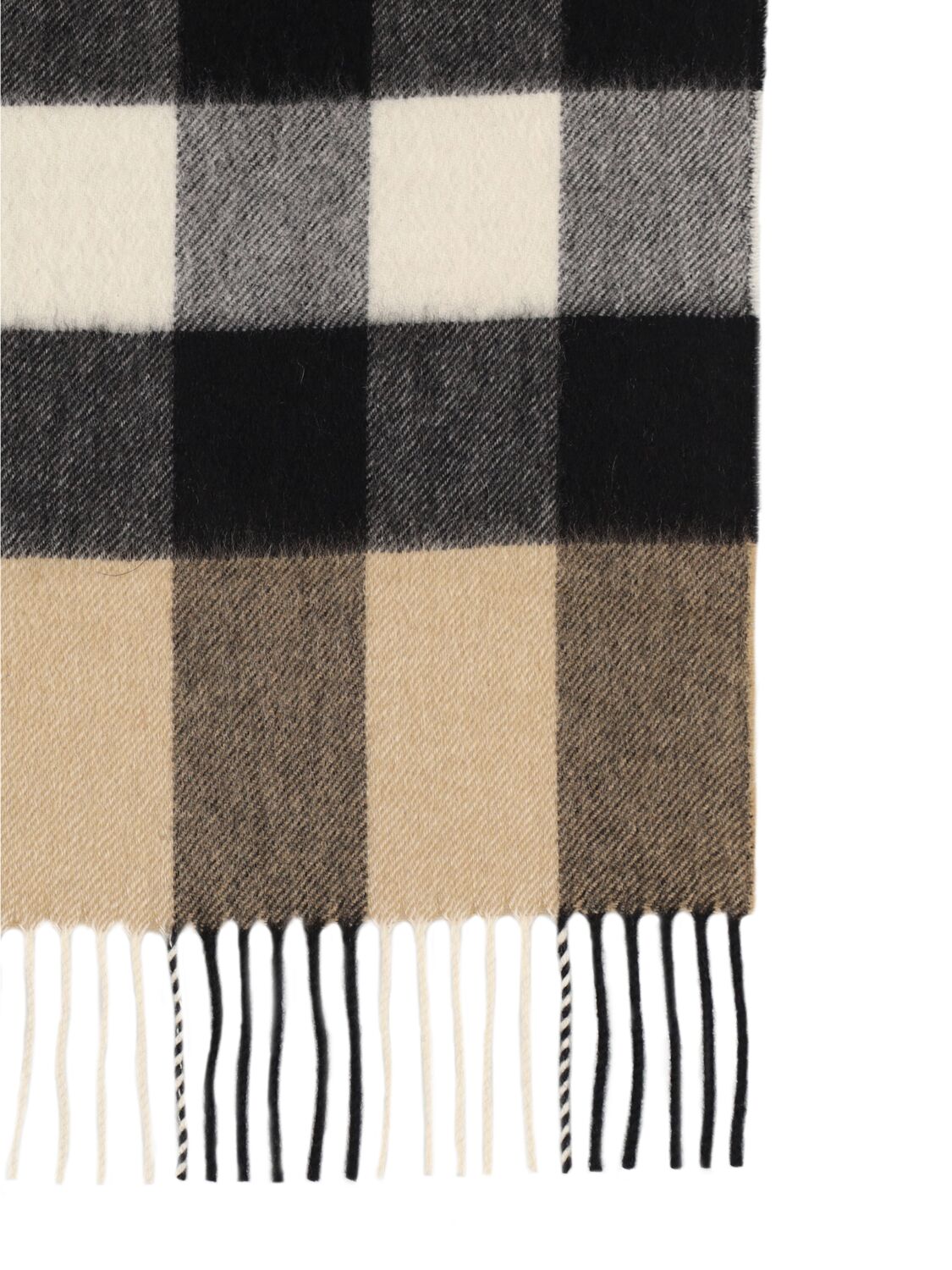 Shop Burberry Mu Half Mega Check Cashmere Scarf In Archive Beige