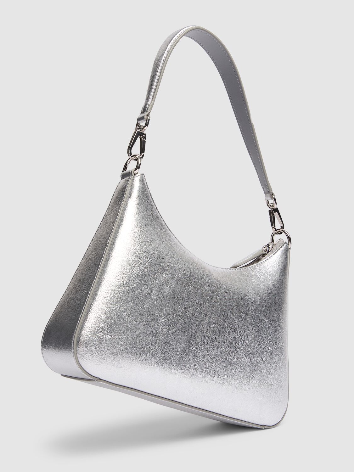 Shop Stella Mccartney Alter Mat Metallic Faux Leather Hobo Bag In Silver