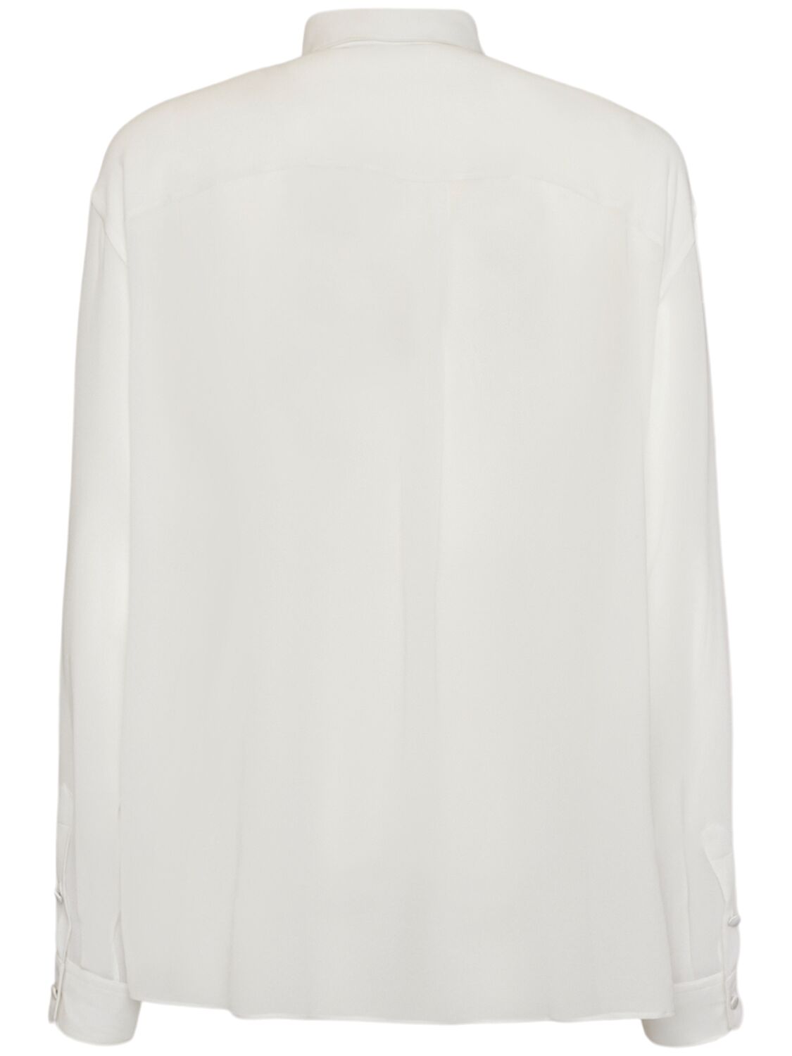 Shop Dolce & Gabbana Silk Georgette Long Sleeves Shirt In White Optic