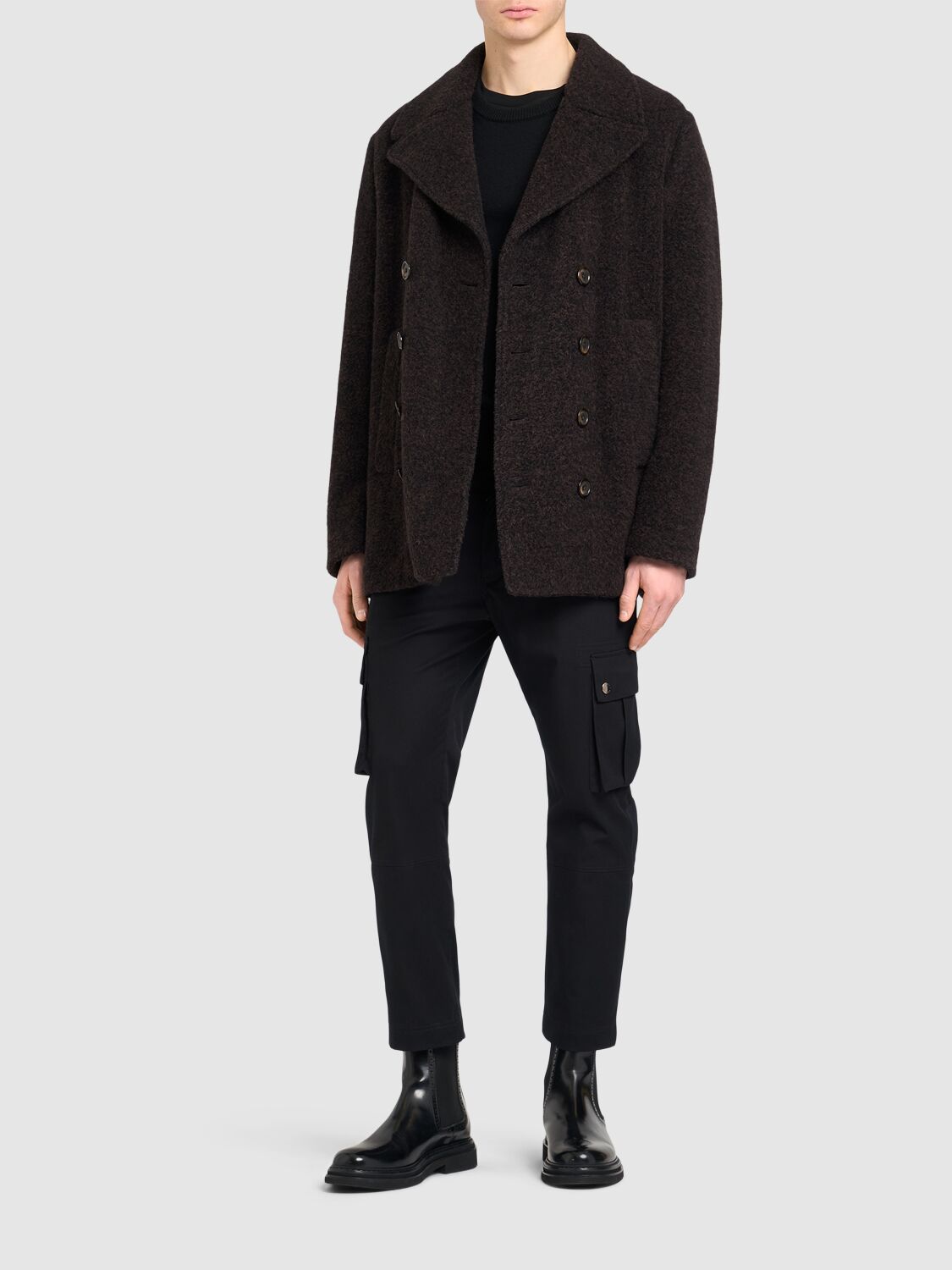 Shop Dolce & Gabbana Peak Lapel Alpaca Blend Coat In Multicolor