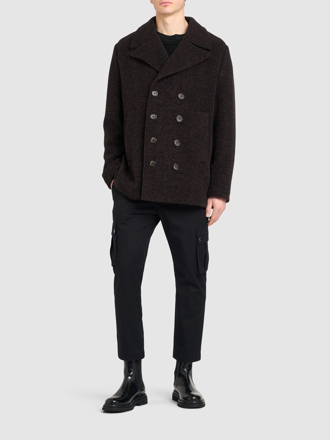 Shop Dolce & Gabbana Peak Lapel Alpaca Blend Coat In Multicolor