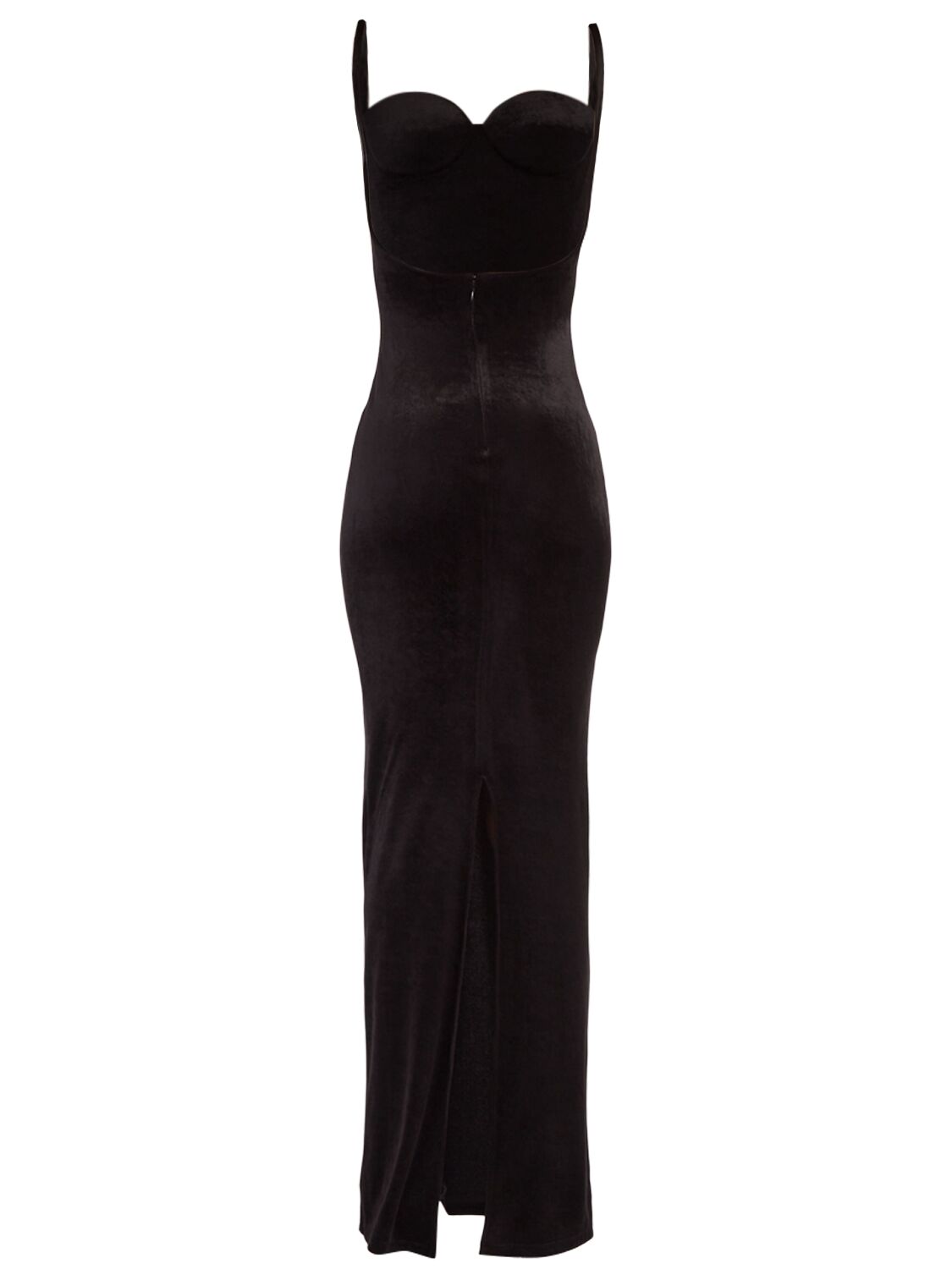 Shop Balenciaga Fluid Velvet Jersey Bustier Long Dress In Black