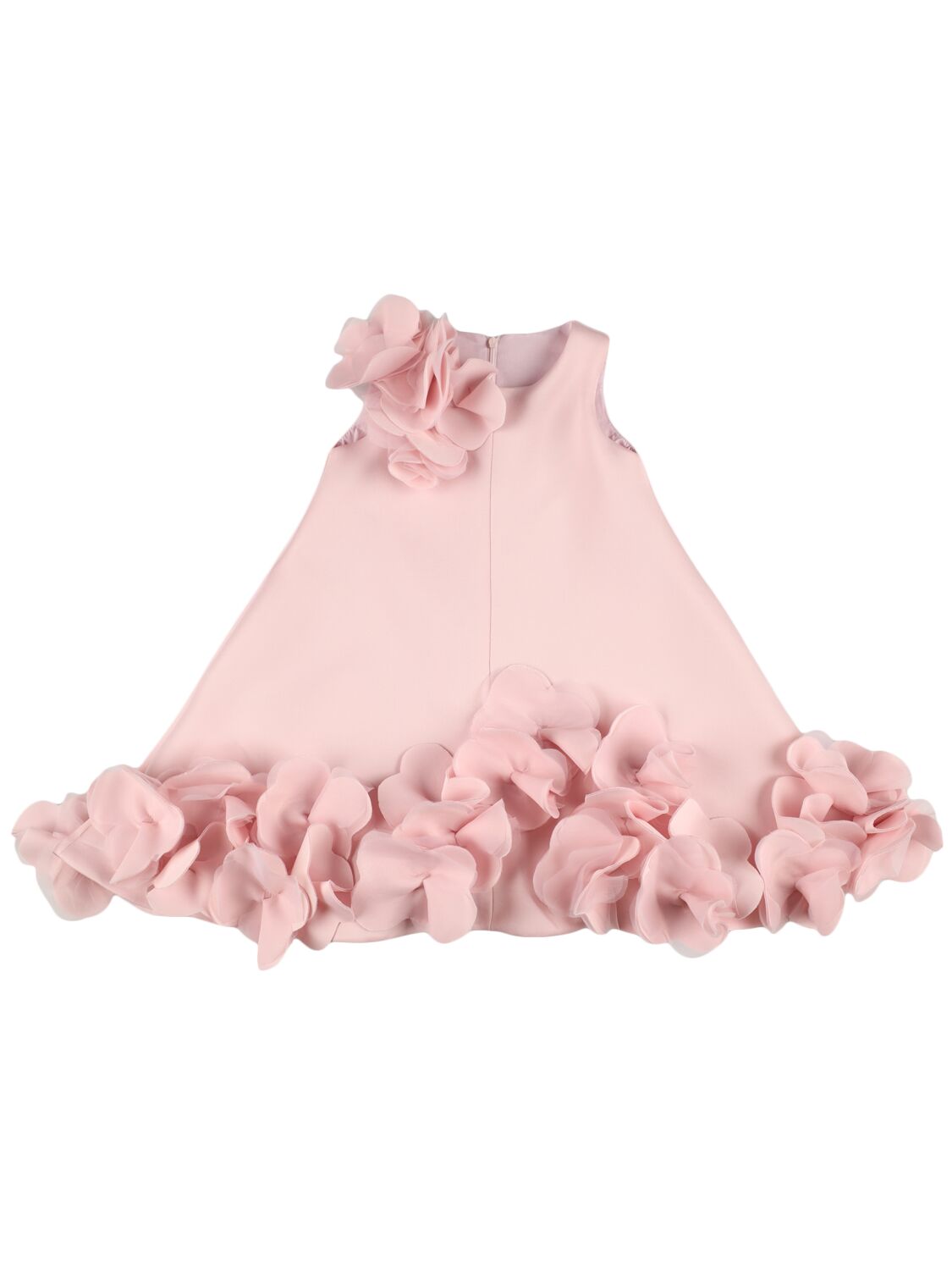 Nikolia Neoprene Dress W/ Flower Appliqués In Pink