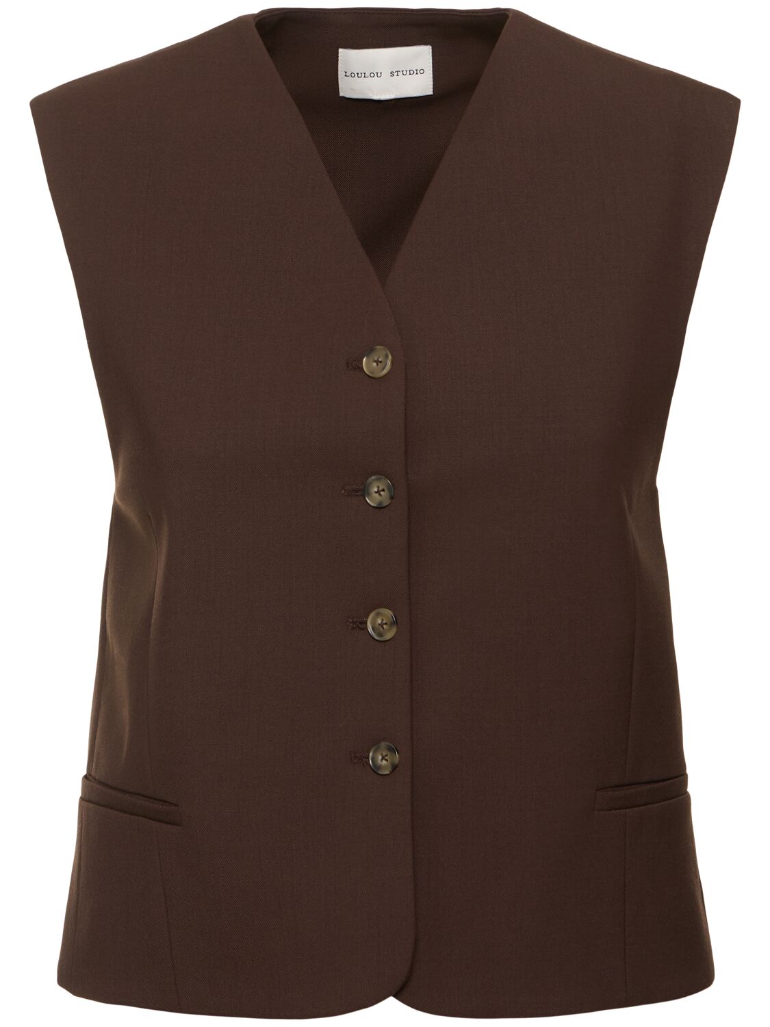 Loulou Studio Teora Wool Blend Knit Vest In Brown