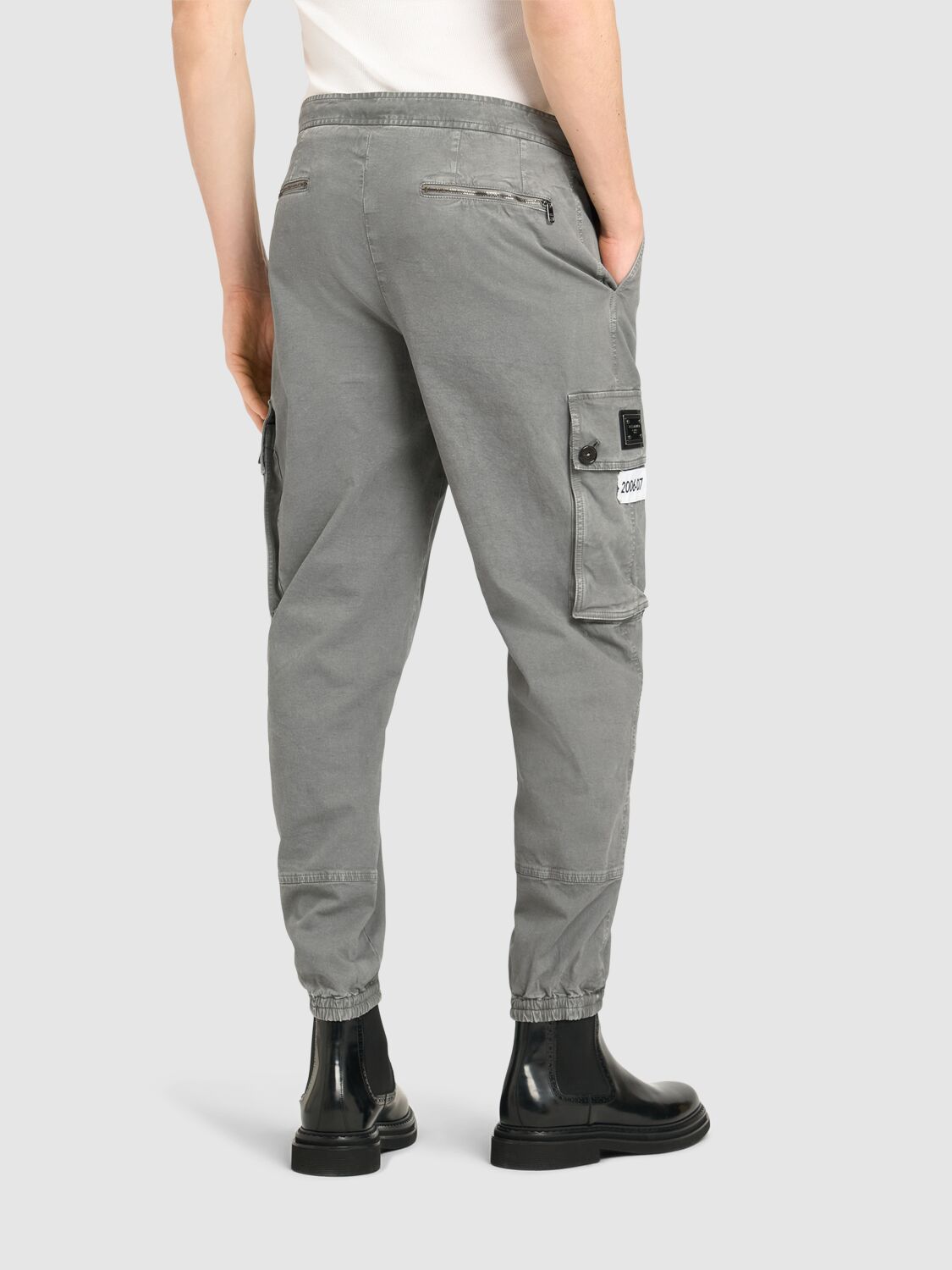 Shop Dolce & Gabbana Garment Dyed Cargo Pants In Light Grey