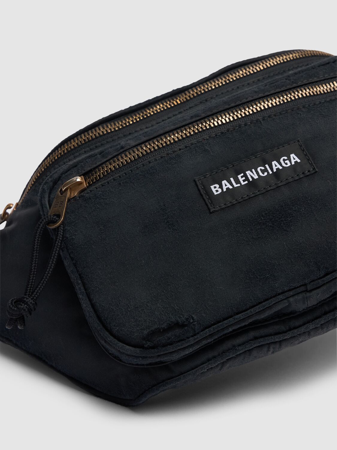 Shop Balenciaga Explorer Nylon Belt Bag In Black
