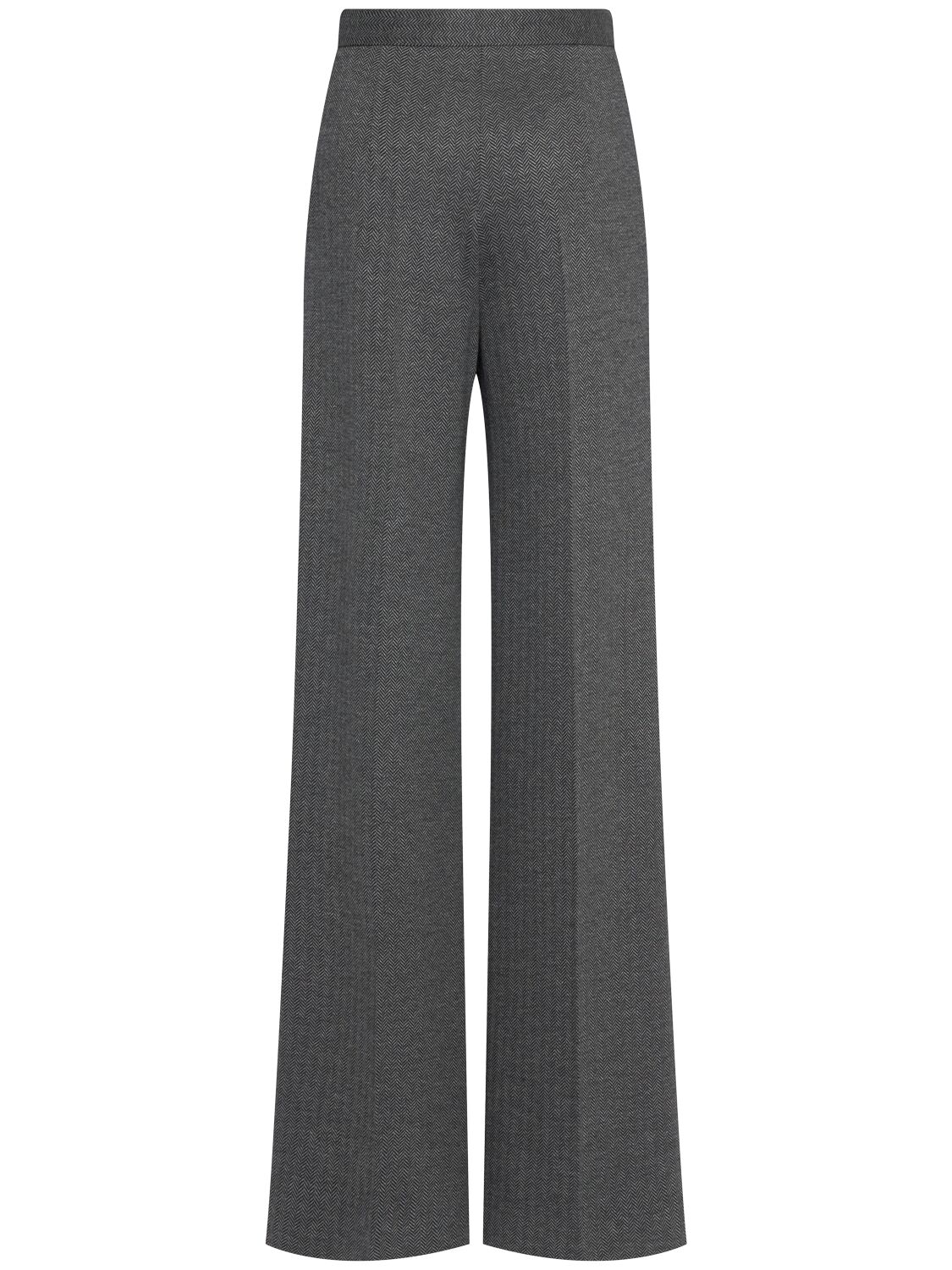 Shop Max Mara Angora Wool Blend Jacquard Wide Pants In Dark Grey