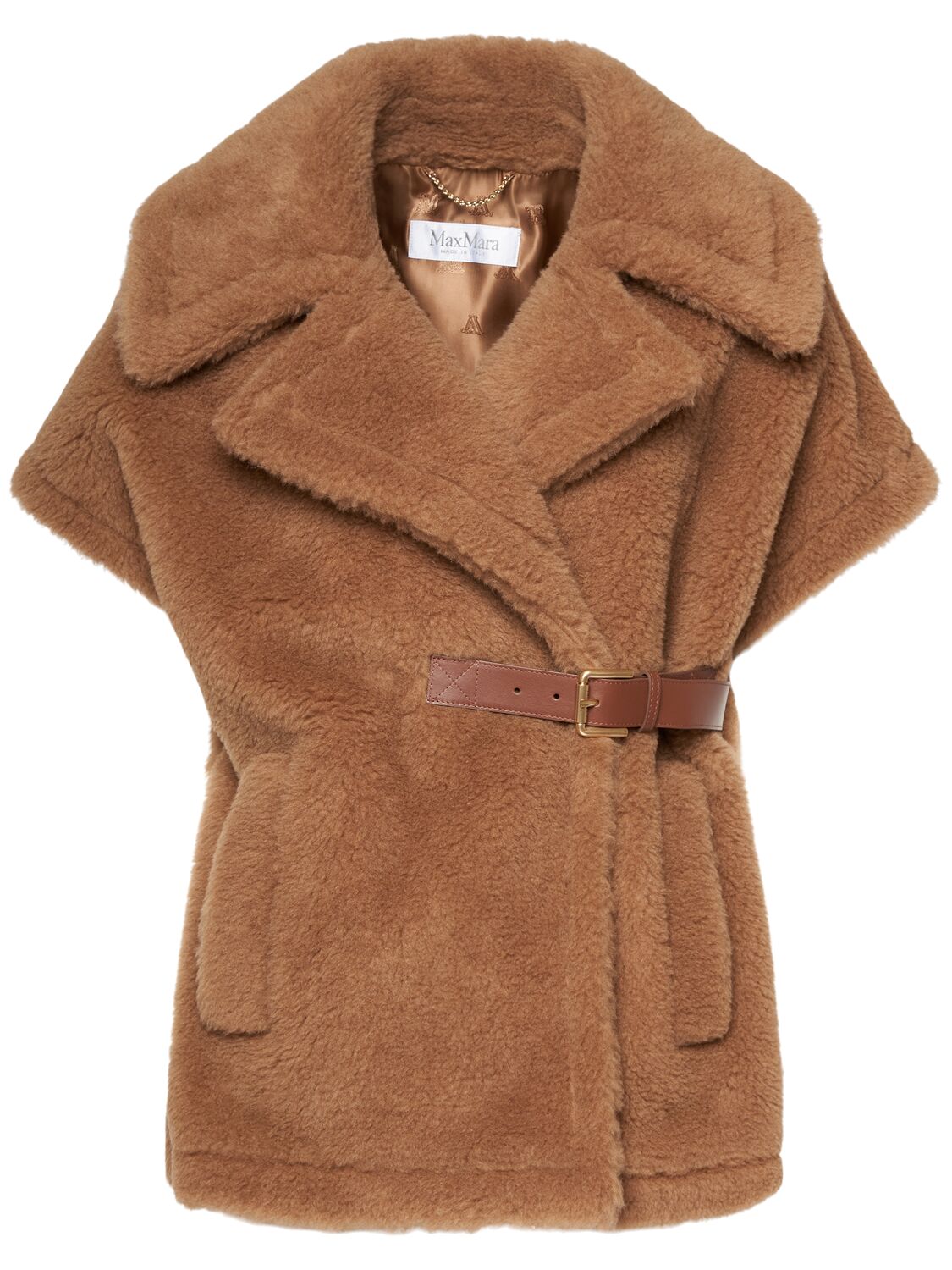 Max Mara New Abavo Camel Teddy Cape In Cammello