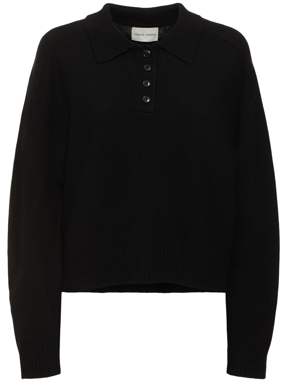 Loulou Studio Homere Cashmere Polo Sweater In Black