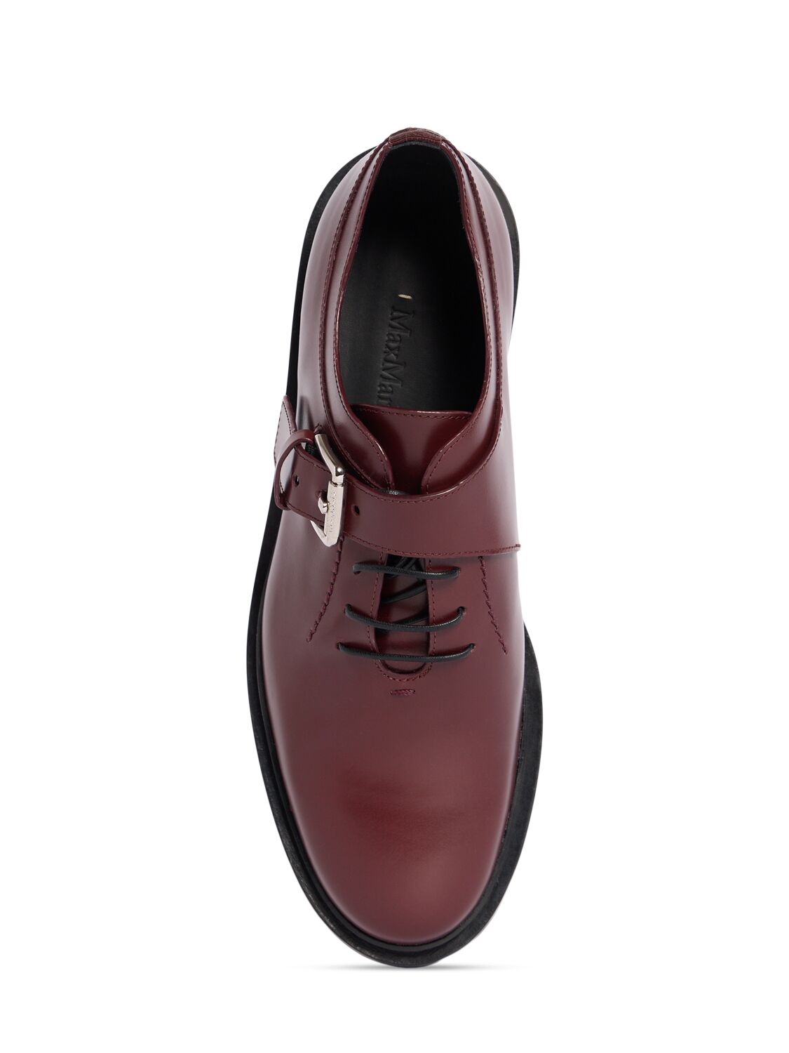 Shop Max Mara 20mm Leather Lace-up Shoes In Burgundy