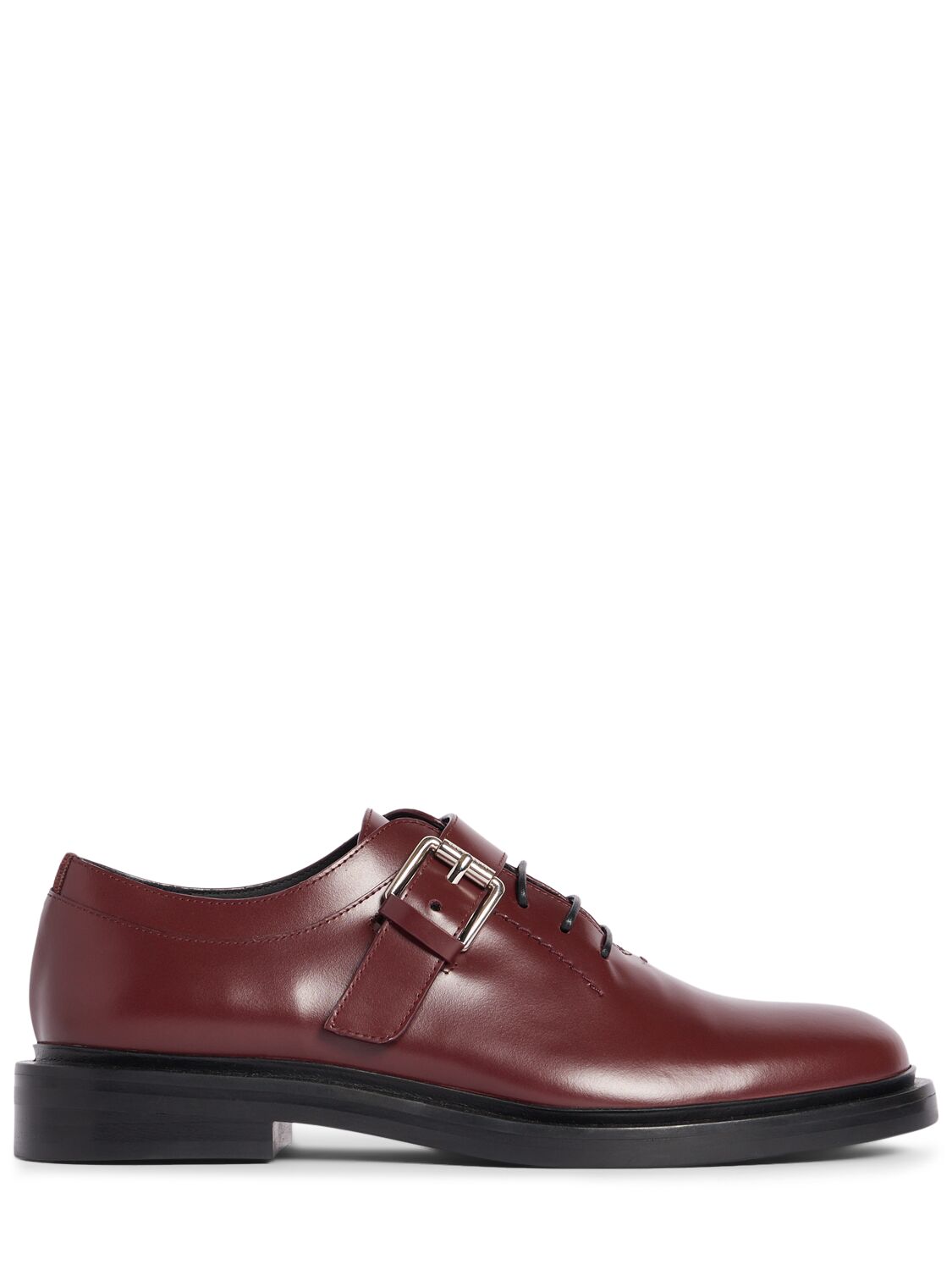 Max Mara 20mm Leather Lace-up Shoes In Brown