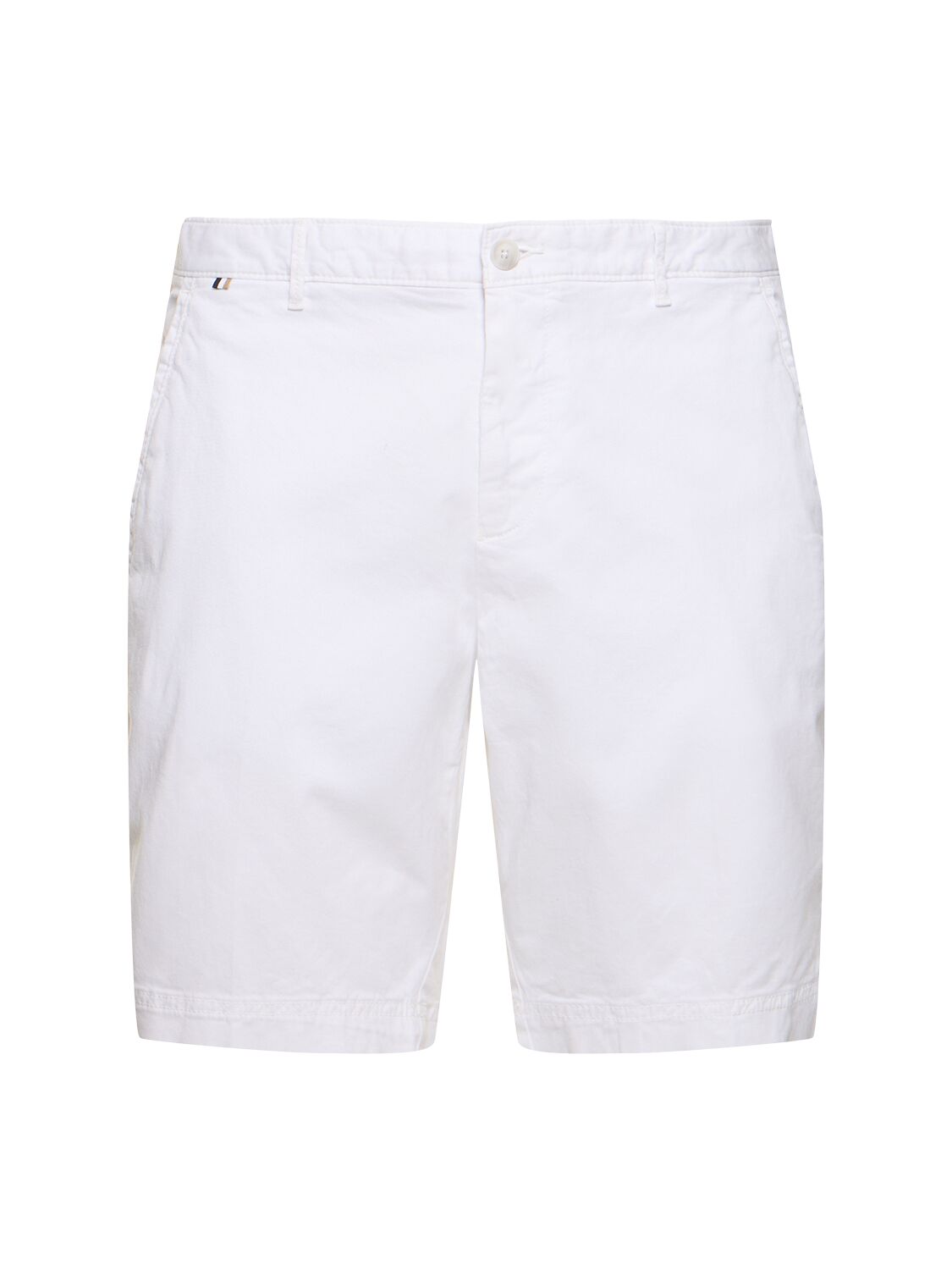 Hugo Boss White Stretch Cotton Twill Bermuda Shorts