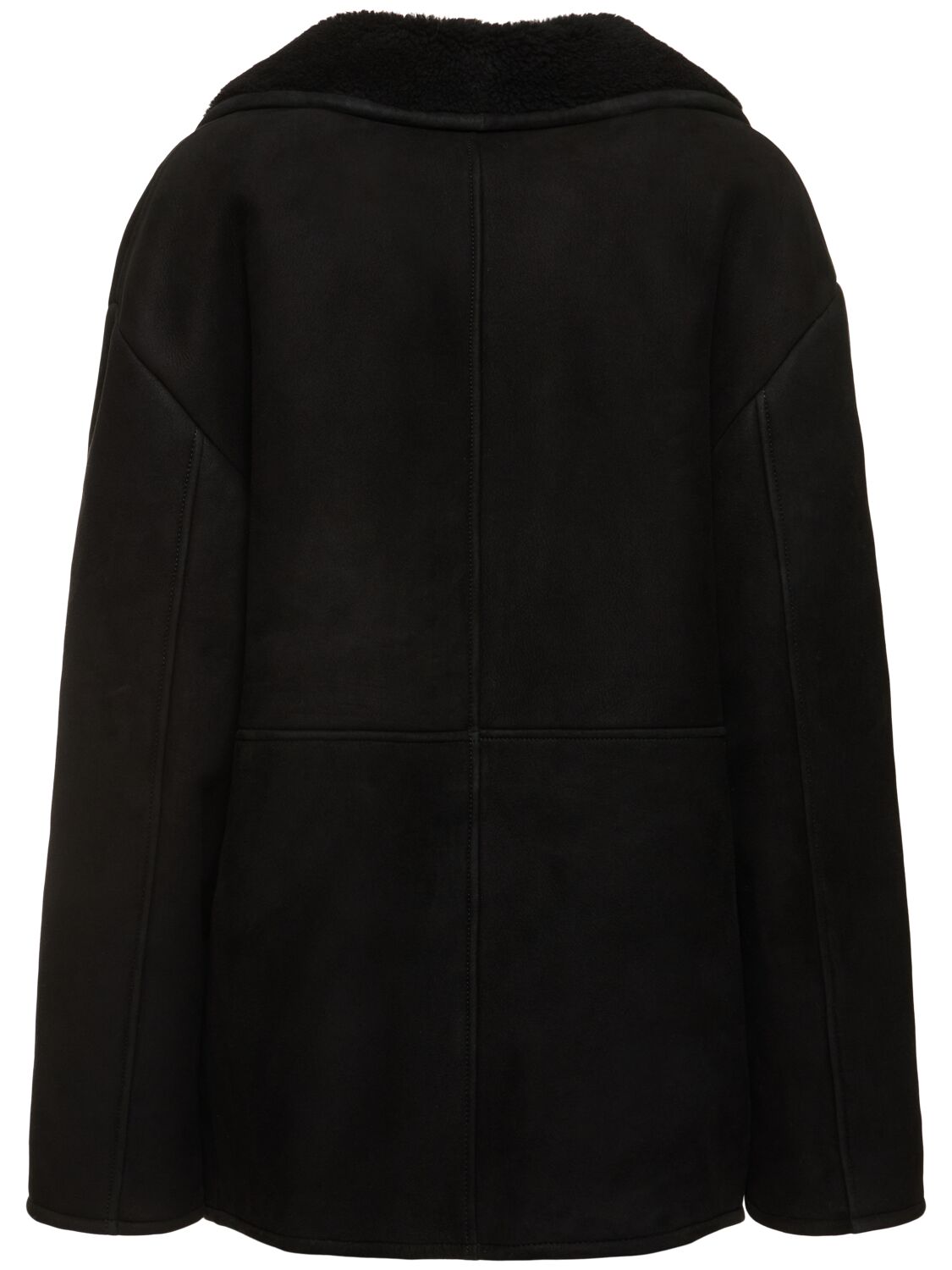 Shop Loulou Studio Cirebo Suede Shearling Coat In Black