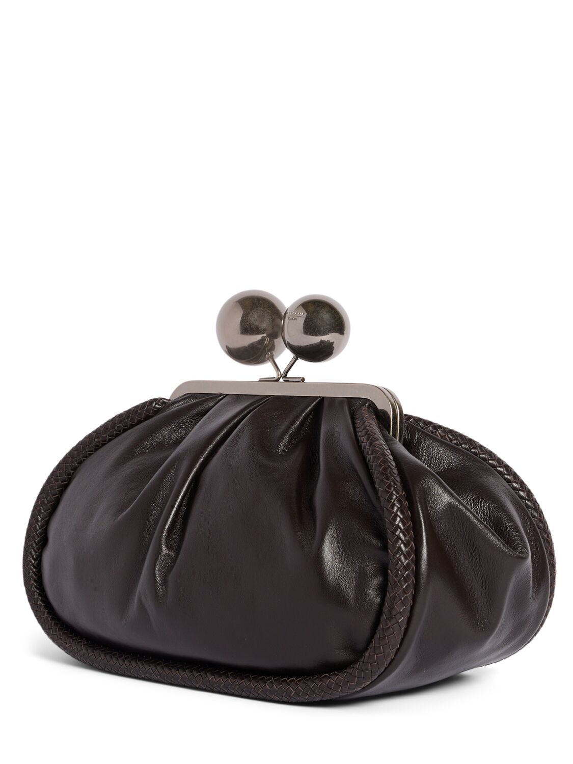 Shop Weekend Max Mara Sala Leather Clutch In Cioccolato