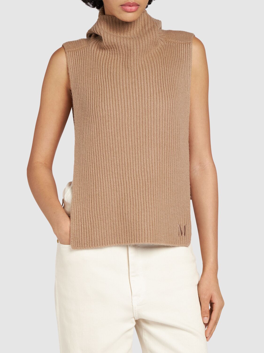 Shop Max Mara Livigno Cashmere Cape In Cammello