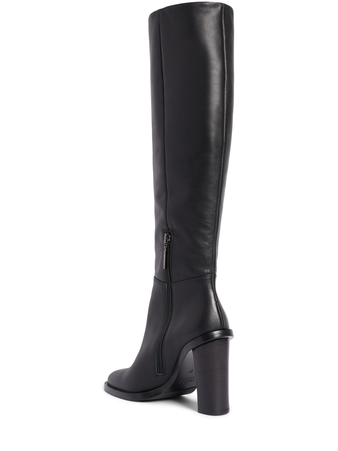 Shop Max Mara 80mm Leather Tall Boots In Black